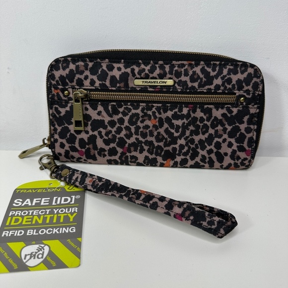 Travelon Handbags - NWT TRAVELON RFID Animal Cheetah Leopard Passport Zip Around Wristlet Wallet